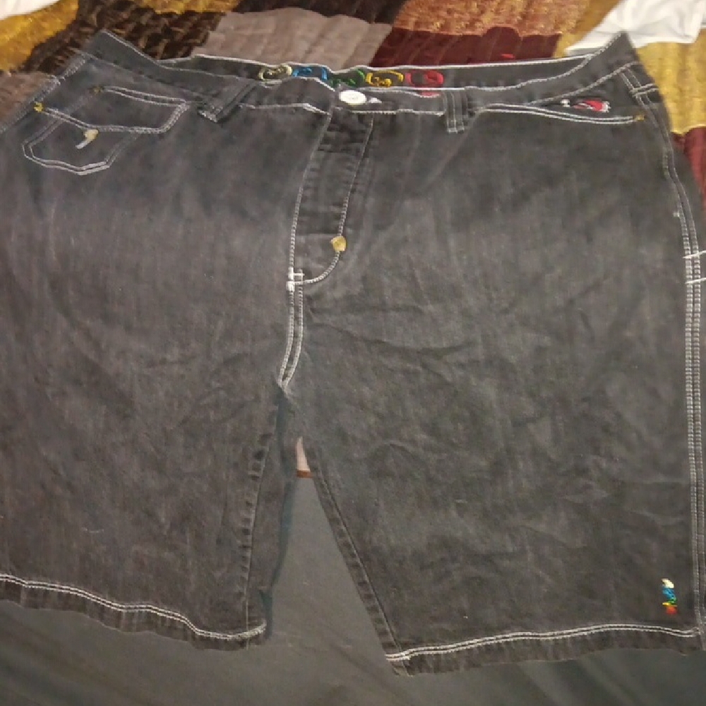 COOGI Black Jean Shorts with Raw Hem